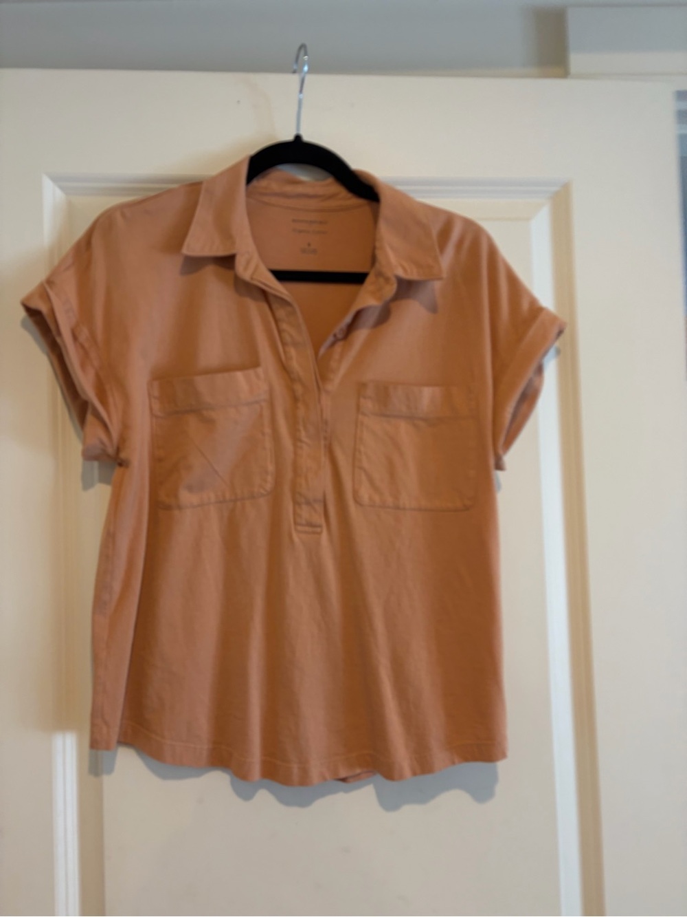 Banana Republic Short Sleeve Button-Down Top in Dusty Rose